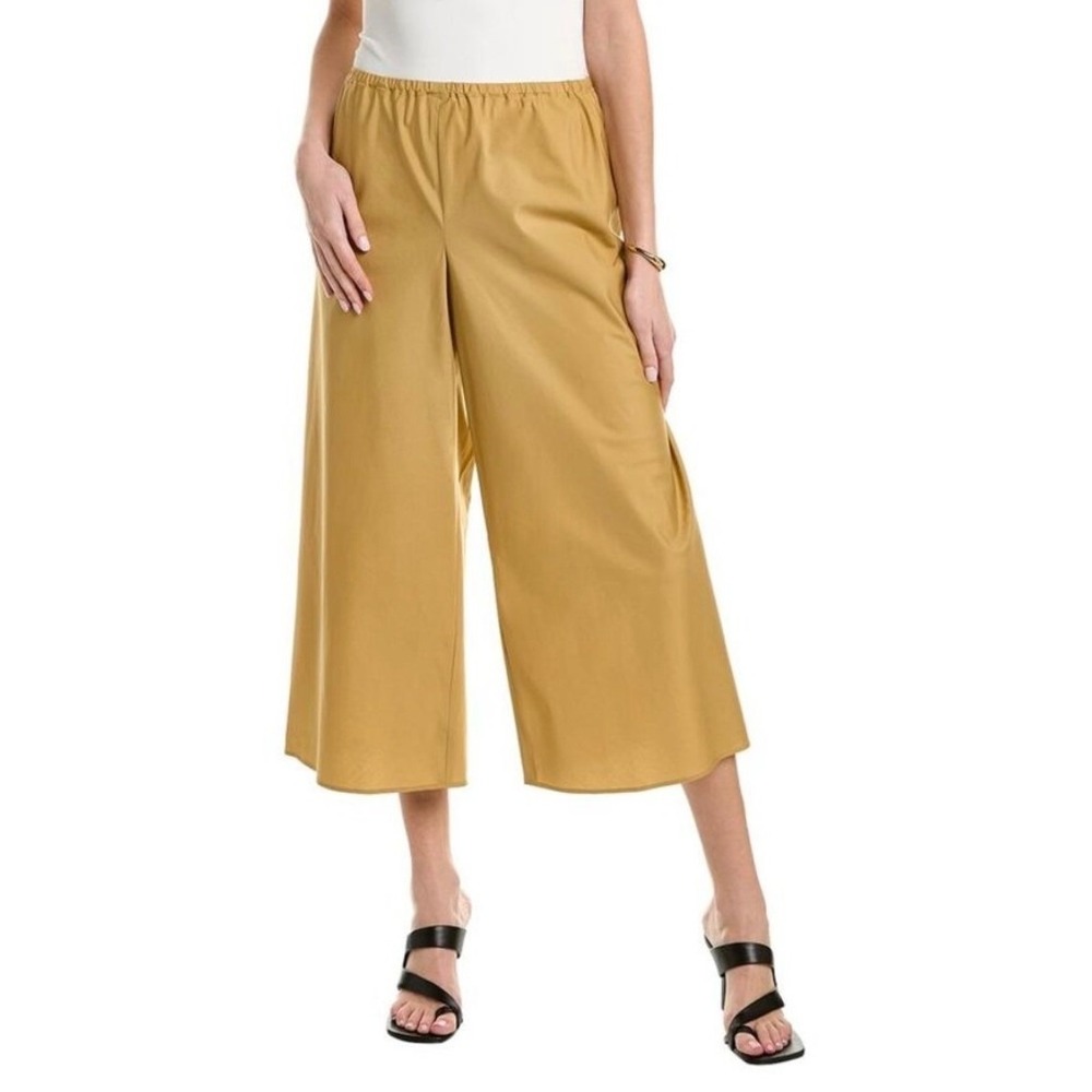 Vince Poplin Bias‎ Culotte Pant S Brown Tan Wide Leg Cropped Preppy Office